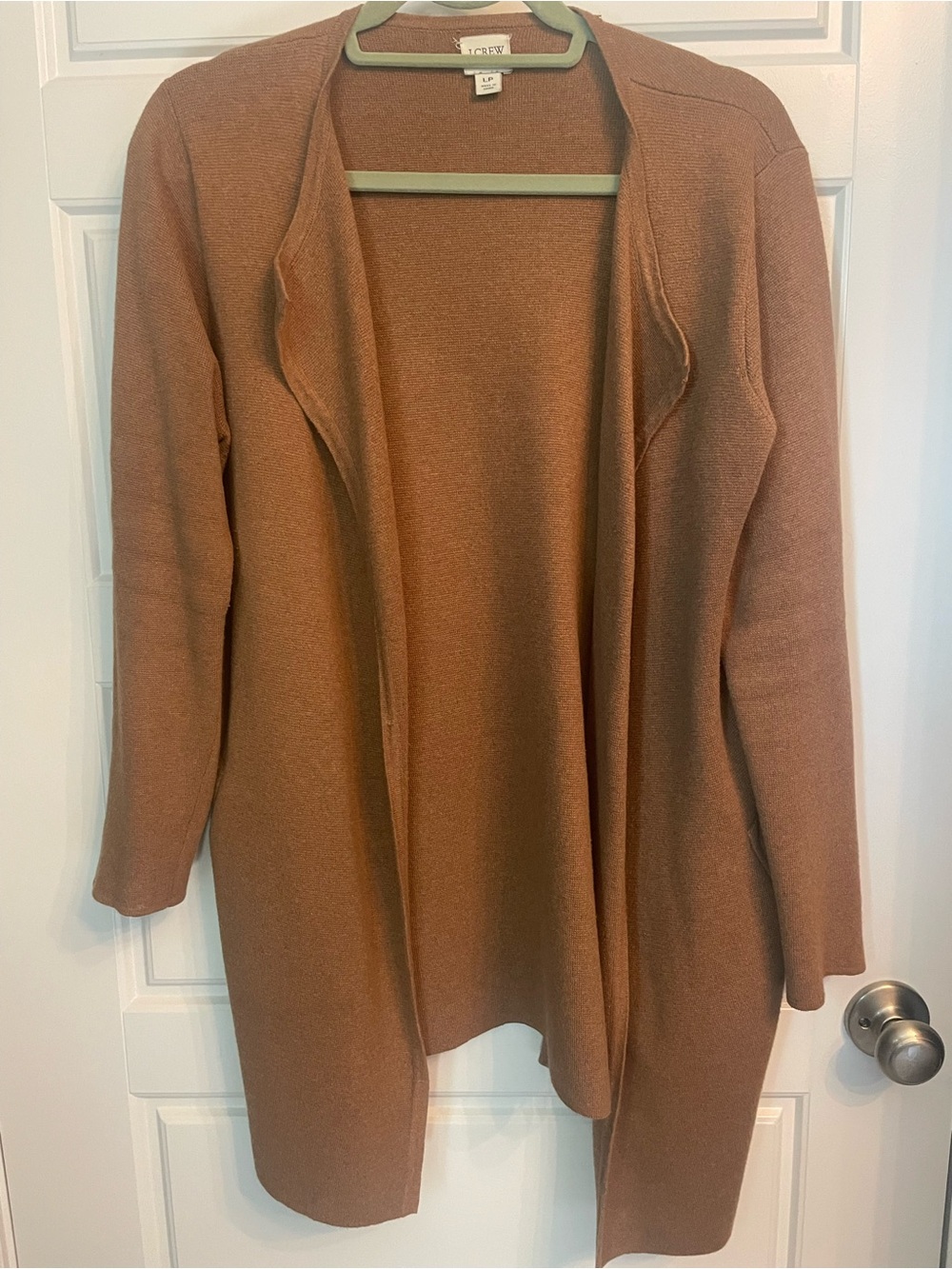 J. Crew Open-Front Camel Brown Knit Cardigan